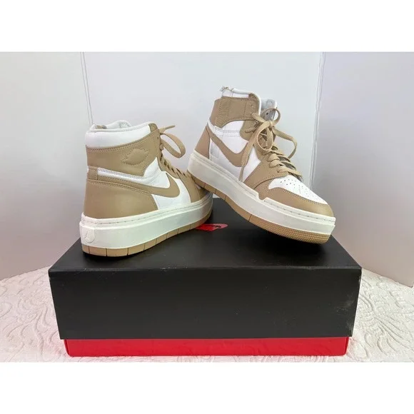 Nike Air‎ Jordan 1 High Elevated Women Zip Sneakers White Tan DN3253 121 Size 10