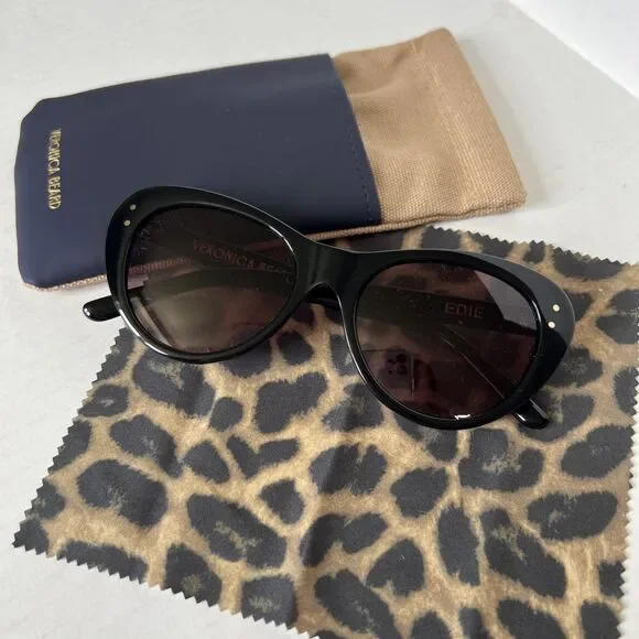 Veronica Beard Edie Cat-Eye Sunglasses Sunglasses Black NWB