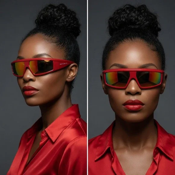 Women Sunglasses‎ Red Frame Fashion Designer Running Wrap Around Square Shades