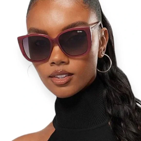 QUAY Ever After Sunglasses Polarized Spice Frame Smoke Taupe Gradient Lens NWT