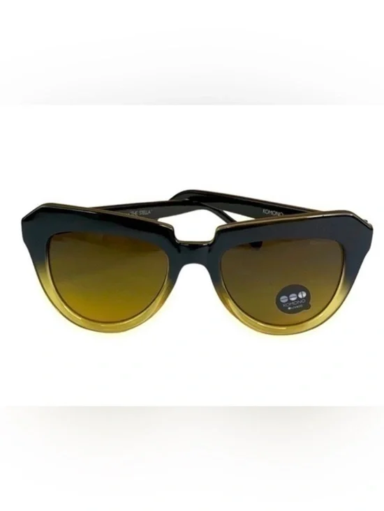KOMONO Stella Expressionist Sunglasses NEW ombre yellow black cat eye