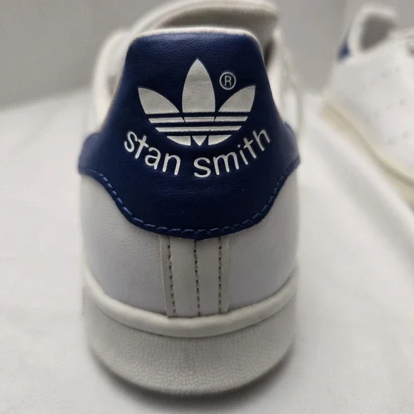 Adidas Mens 6 Leather Stan Smith Athletic Low Sneakers S74778 White Blue Lace Up
