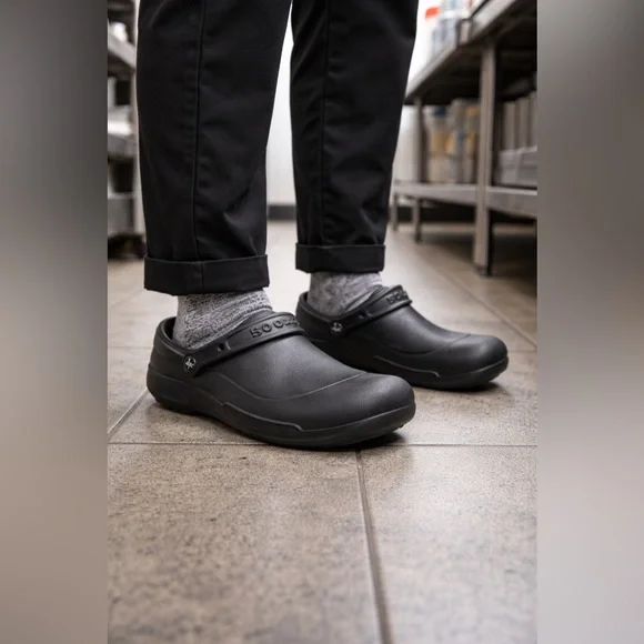 Crocs Bistro Black Work Clogs Men’s 7 Women’s 9 Slip Resistant Shoes