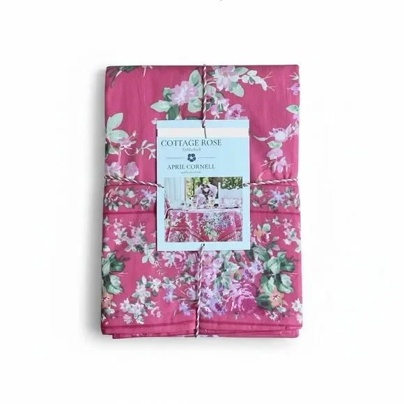 April Cornell Cottage Rose Tablecloth 60x120 Pink 12 Cloth Napkins 13 PC Floral