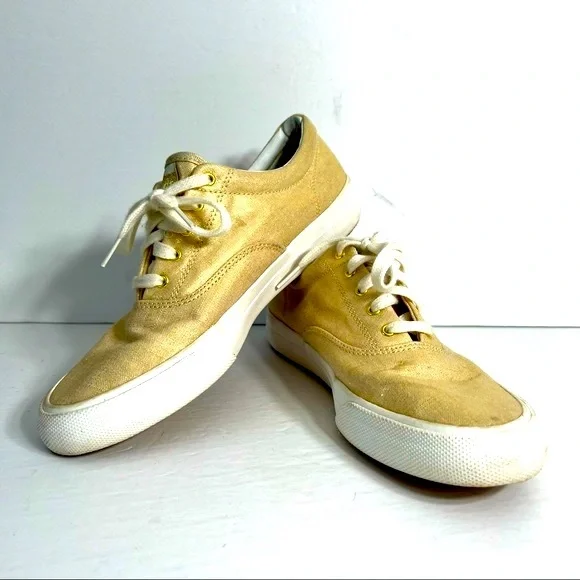 Keds Anchor Canvas Ortholite Sneaker Tennis Shoes Size 8.5 Gold Metallic