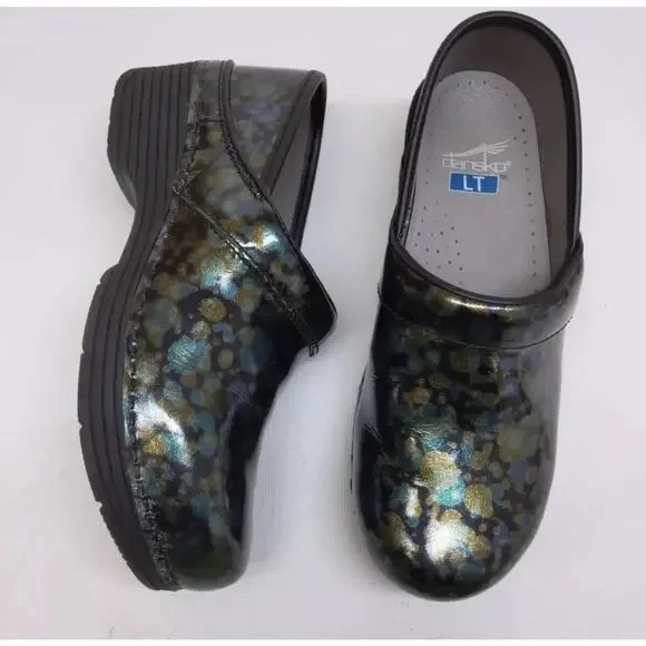 DANSKO‎ Clogs LT Pro Metallic Closed Back Patent Leather Comfort Work Size 39