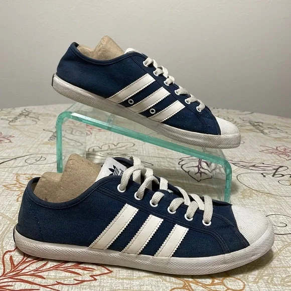 Adidas San Remo Trainer Shoes Sneakers Navy White AF5277 Lace Up Low Top 9 Men's