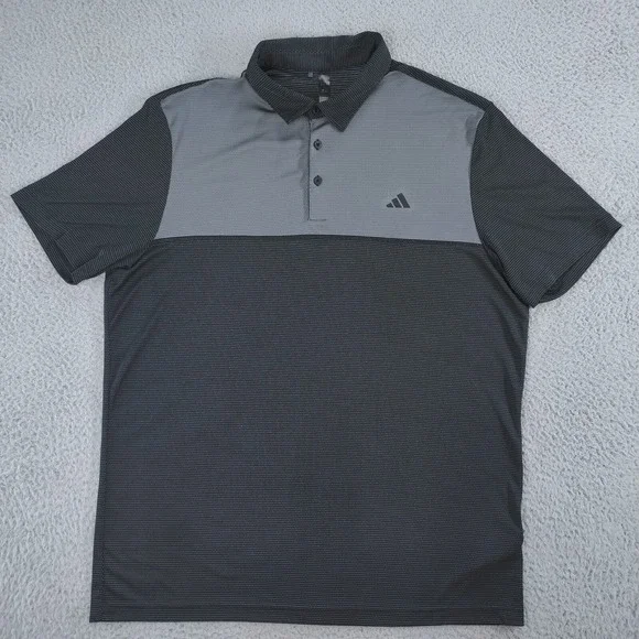 Adidas Golf Polo Shirt Mens Extra Large XL Black Gray Polka Dot Color Block 2023
