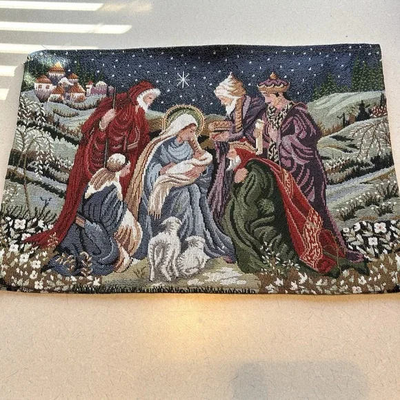 Nativity scene two‎ piece placemats Cloth 19x13. Christmas/ Christ / Bethlehem