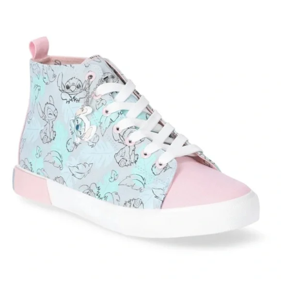 🆕 Disney Stitch High-Top Sneakers From Lilo and Stitch Pink Gray Blue Size 8