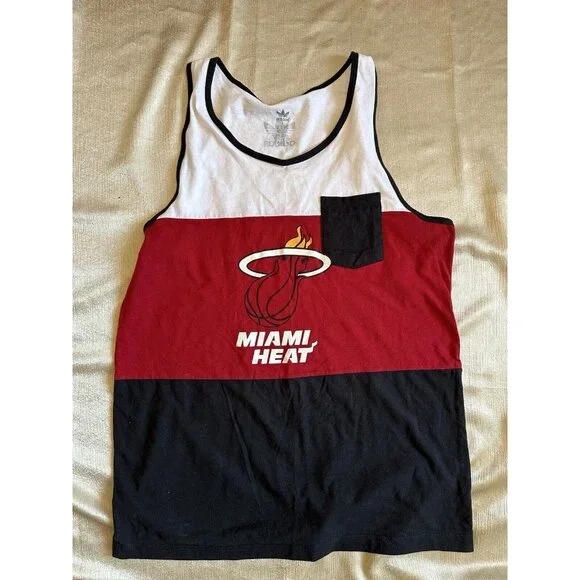 Vtg 90s Adidas Miami Heat Basketball Sleeveless Large Tank Top Shirt Color Block