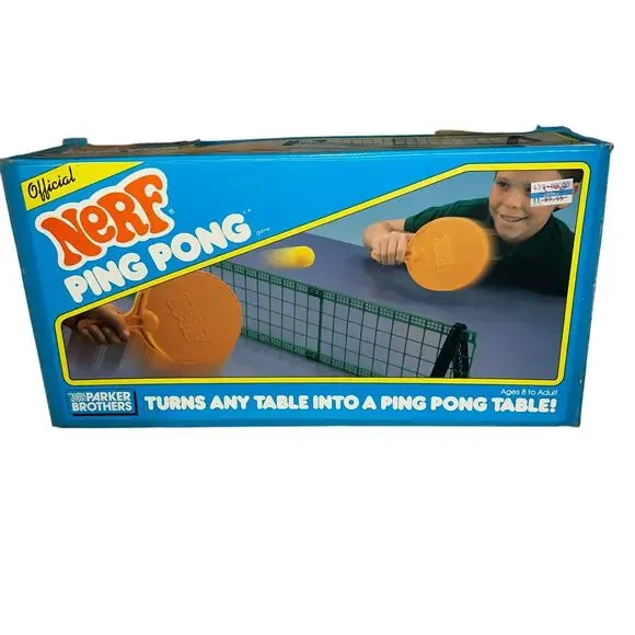 Vintage Nerf Ping Pong Table Tennis Set Complete Parker Brothers Toy 1982 RARE