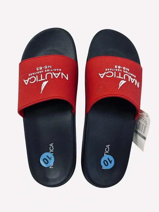 Nautica Men's Athletic Slide Comfort Sandal Shower Slippers Red/Black Size 10