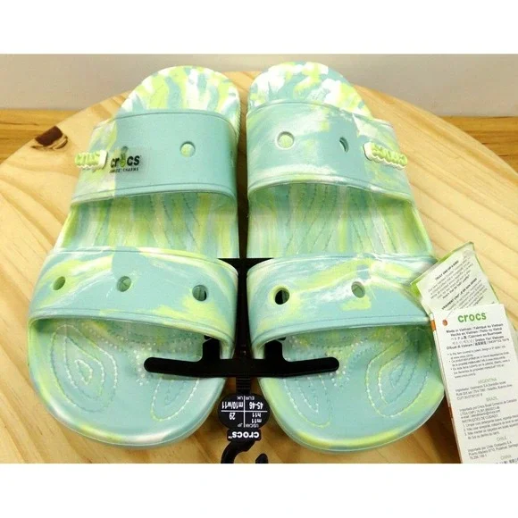 Crocs Classic Two Strap Slide Sandals‎ Mens Aqua / Green Size 11 NWT