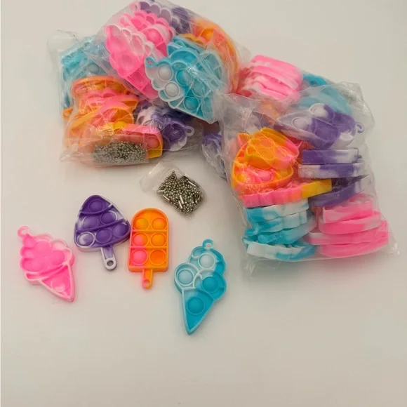 Colorful Ice Cream Pop It Fidget Toy Set 4 Packs of 20 = 80