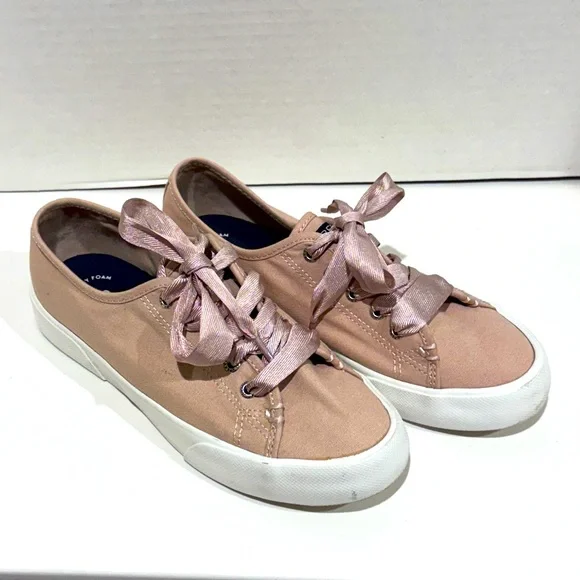 Sperry Top Siders Crest Vibe Pink Satin Lace Casual Sneaker Shoe‎ Size 7