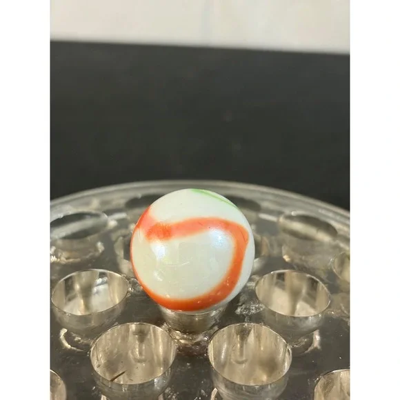 Unbranded Glass Marble 1.00in White Orange Green Excellent Swirl Shooter