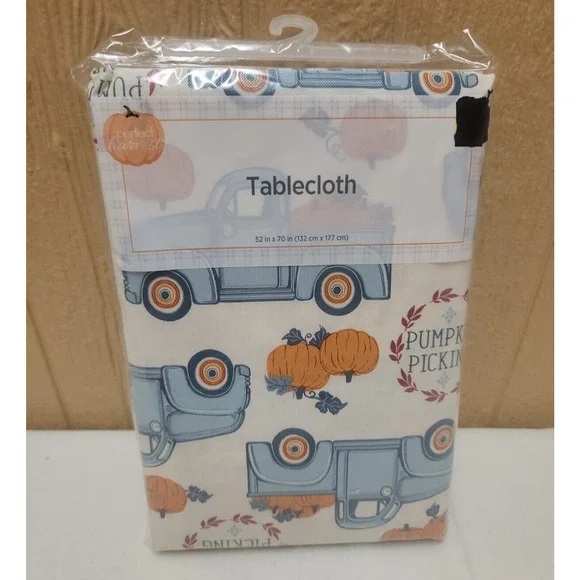 Fall Perfect Harvest Tablecloth Rectangular 52 in x 70 in Little Blue Truck