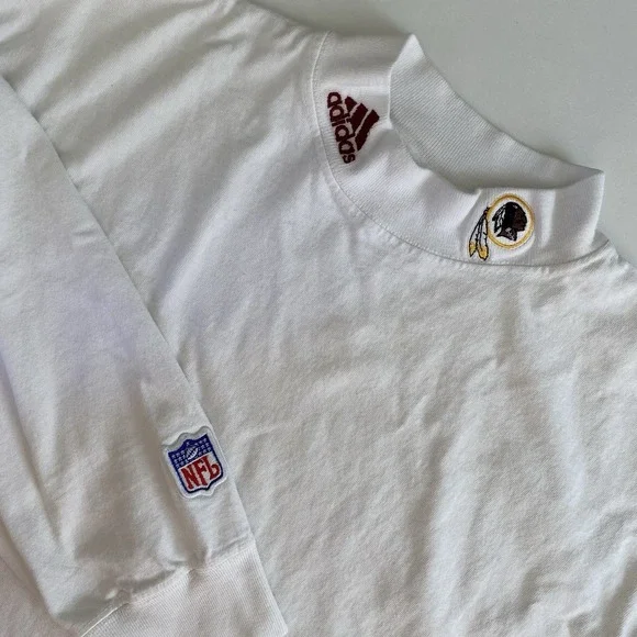 Vintage Adidas NFL Redskins Shirt Mens‎ White Logo Pullover Heavy Mock Neck L/S