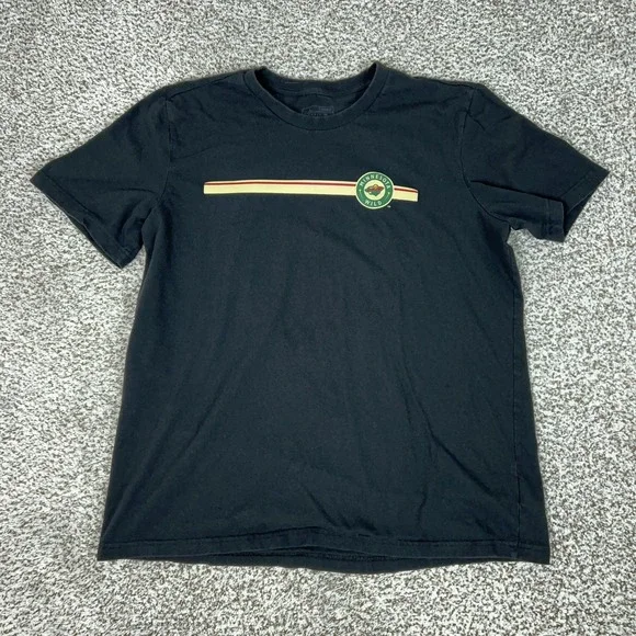 Minnesota Wild Shirt Mens Large Black NHL Hockey Adidas Graphic Tee Short Sleeve