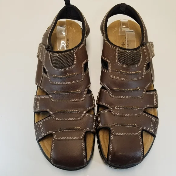 Dockers Searose Mens Size 13M Brown Faux Leather Fisherman Sandal Memory Foam