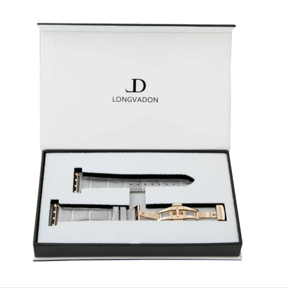 Watchband Womens Gray Leather Apple Compatible Series 1-9, Ultra 2 Longvadon