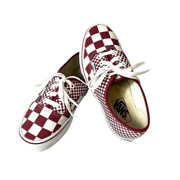 VANS OFF The Wall Red Check Canvas Skate Shoes Women's 6 Low Top Lace Up Sneaker
