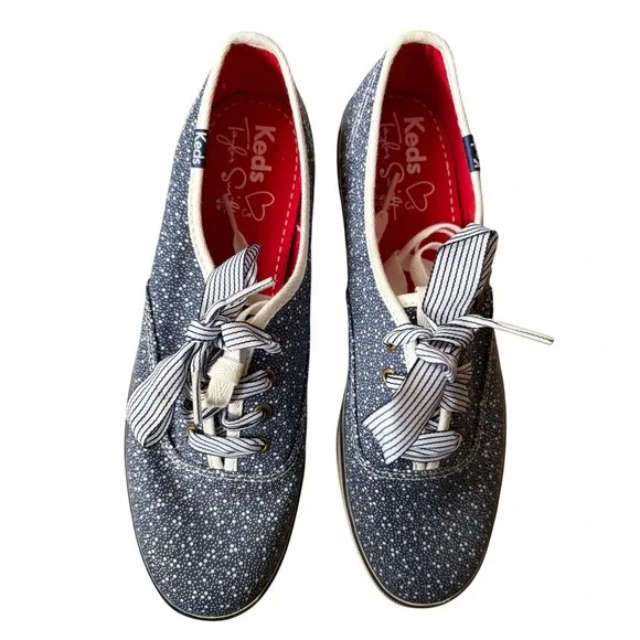Keds Taylor Swift Eras Rare Champion Navy Blue Polka Dot Ribbon Lace Sneakers 7
