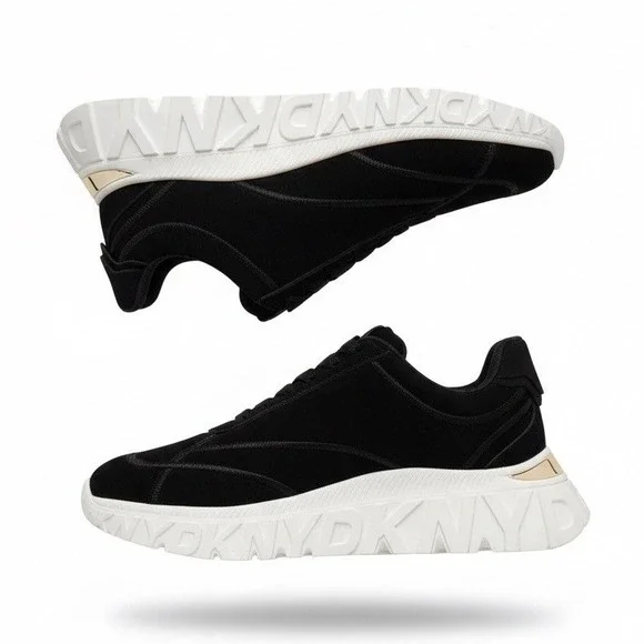 DKNY Laeoni Platform SN Women Black White Suede Chunky Sneakers K4408656 Size 11