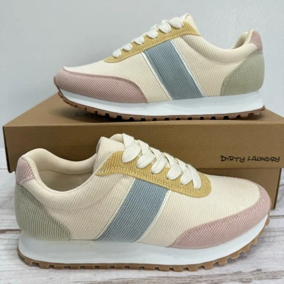 Dirty Laundry Desert Dog Multi Pastel Corduroy Lace Up Sneakers NEW