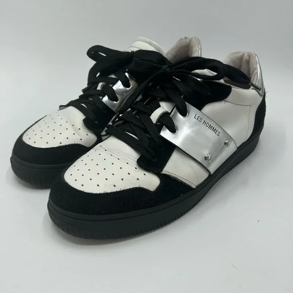 Les Hommes Black and White Men's Sneakers