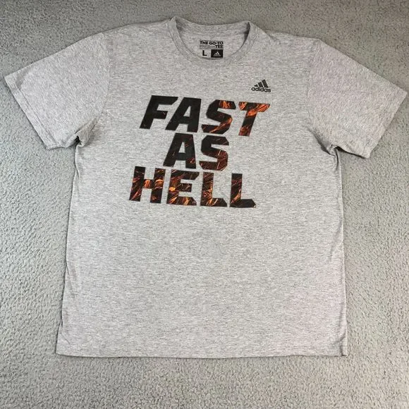 Adidas Shirt Mens Large Gray Athletic Minimal To-Go Tee Logo Graphic‎ Spell Out