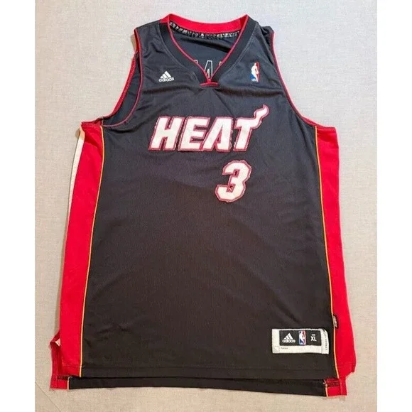 Miami Heat‎ Wade #3 Adidas Jersey Mens Extra Large Black Sleeveless.