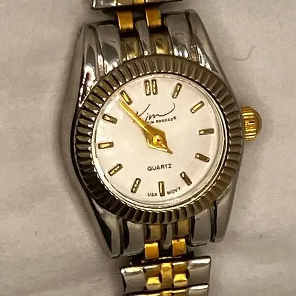 Kim Rogers Silver Gold Tone Watch Vintage Womens,‎ New Battery!