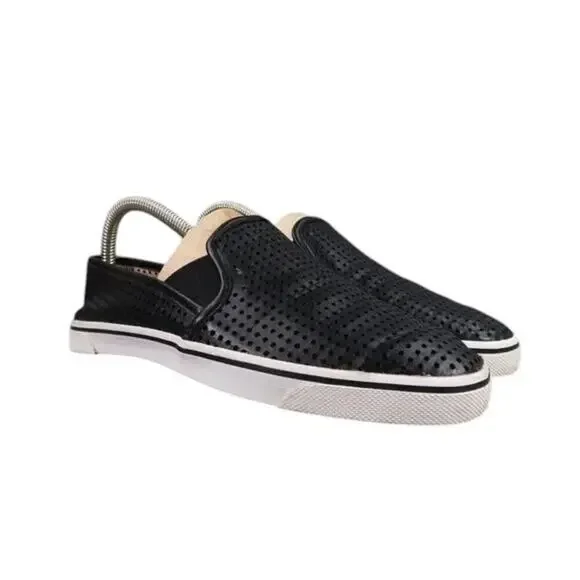 Dolce Vita Shoes Womens 5 Sneakers Slip On Fashion Casual Perforated Black Flats