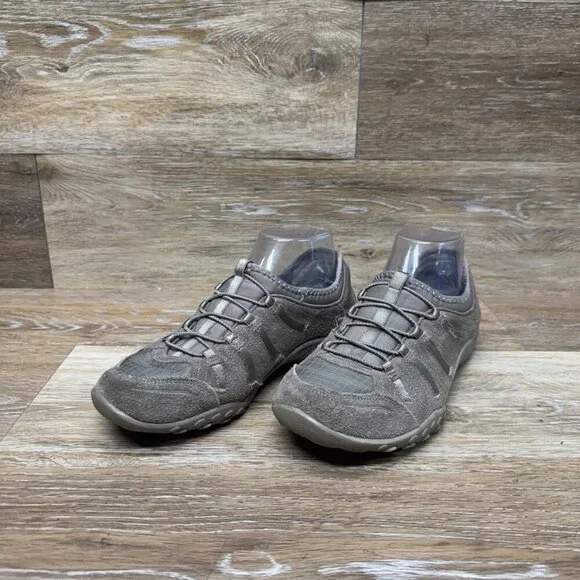Skechers Breathe Easy Taupe Leather/Textile Sneakers Women's Size 7.5