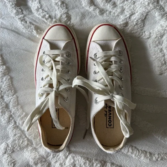 Converse White Sneakers with Red Accents