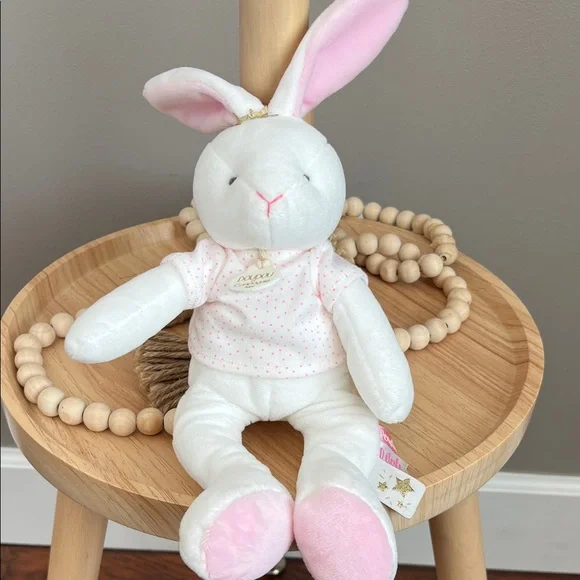 NWOT Doudou Adorable White and Pink Bunny Plush Toy