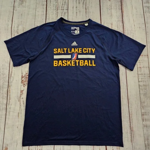 Salt Lake City Basketball Blue adidas Short Sleeve Polyester T-Shirt Men's XL