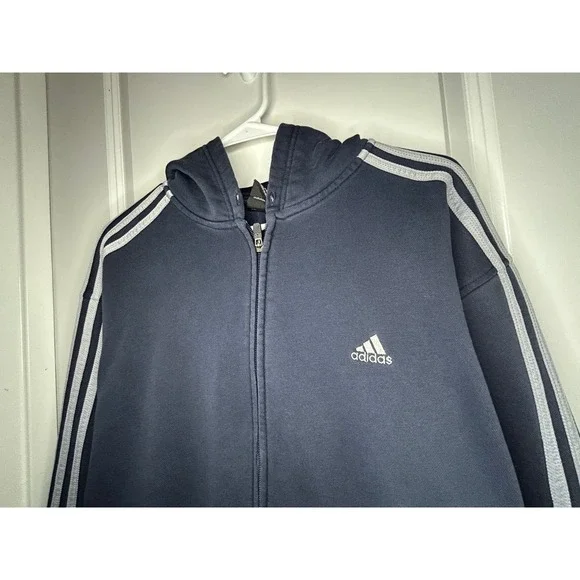 Vintage Y2k Adidas Full Zip Striped Hoodie Jacket Mens Size XL No Flaws‎