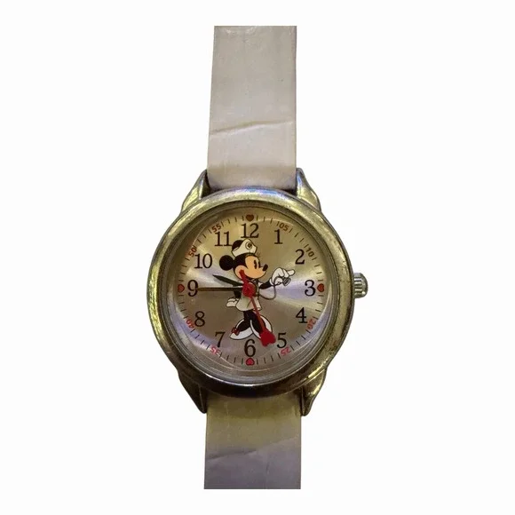 Disney watch Minnie Mouse Nurse MCK308 - MZ8 silver face white band Need Battery