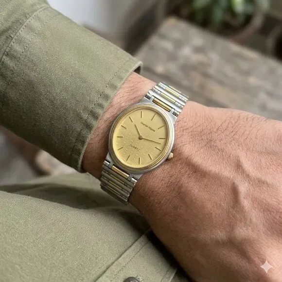 Vintage Charles Vögele Watch Two Tone Quartz Movement Stainless Steel Unisex