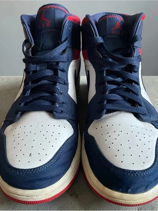 Air Jordan 1 SE Mid Olympic Men’s Size 10.5 White/Blue/Red Vintage Look