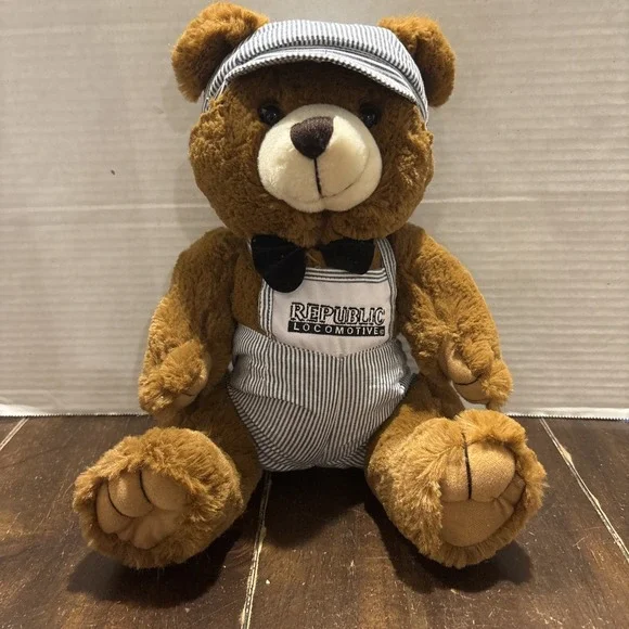 Republic Locomotives Teddy Bear‎ Plush Vintage Steven Smith Overalls Super Soft