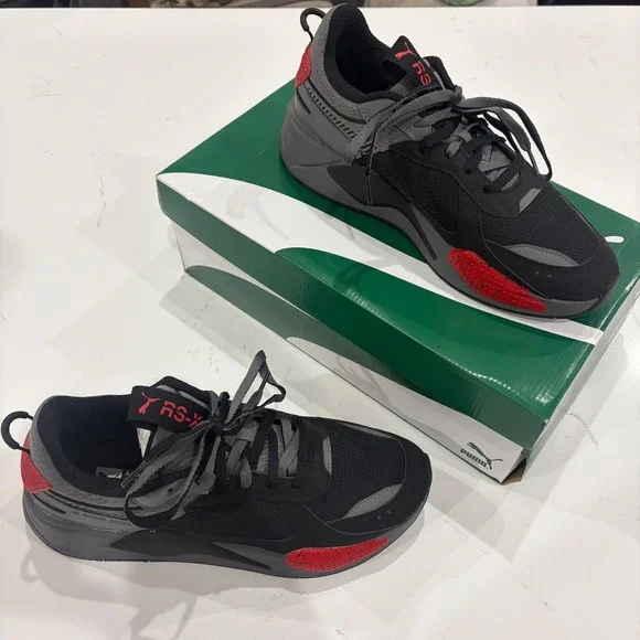 Puma RS-X Halves Mens Sneakers Black Grey Red 385754-01 Size 12