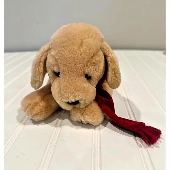 Russ Berrie Amber Golden Labrador Retriever Plush Red Bow 11