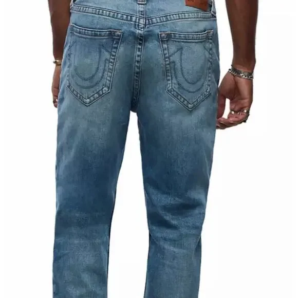 True Religion Mens Denim Blue Jeans Logan Relaxed Taper World Tour 38 Classic‎