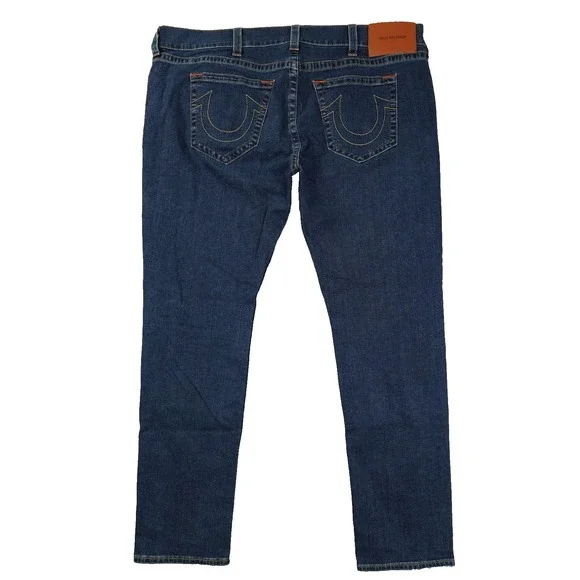 True Religion Geno Relaxed Slim Fit Jeans Men's 46 Blue Dark Wash No Flap