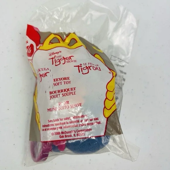 McDonalds Disney The Tigger Movie Happy Meal Toy Eeyore 3 Plush Toy Clip 2000