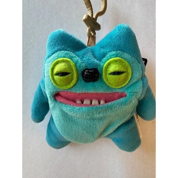 Mini Fuggler Plush Clip-On Keyring GREEDY GRINNER TEAL Ugly Silly Keychain‎ Gift